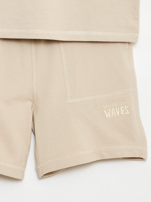 Ensemble t-shirt + short en piqué de coton - Kiabi