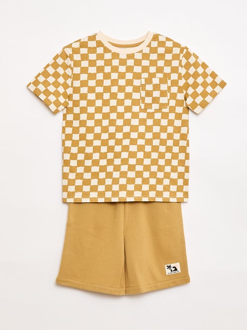 Ensemble t-shirt + short style damier - 2 pièces - Kiabi