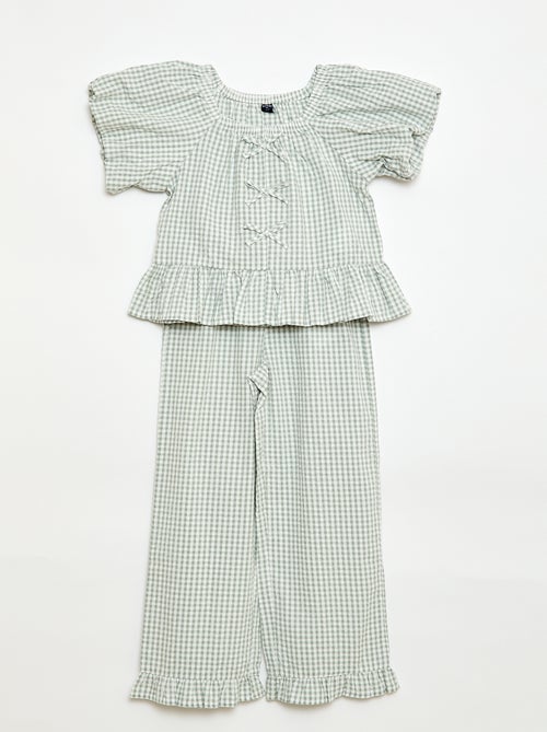 Ensemble top + pantalon avec détails en coton - Kiabi