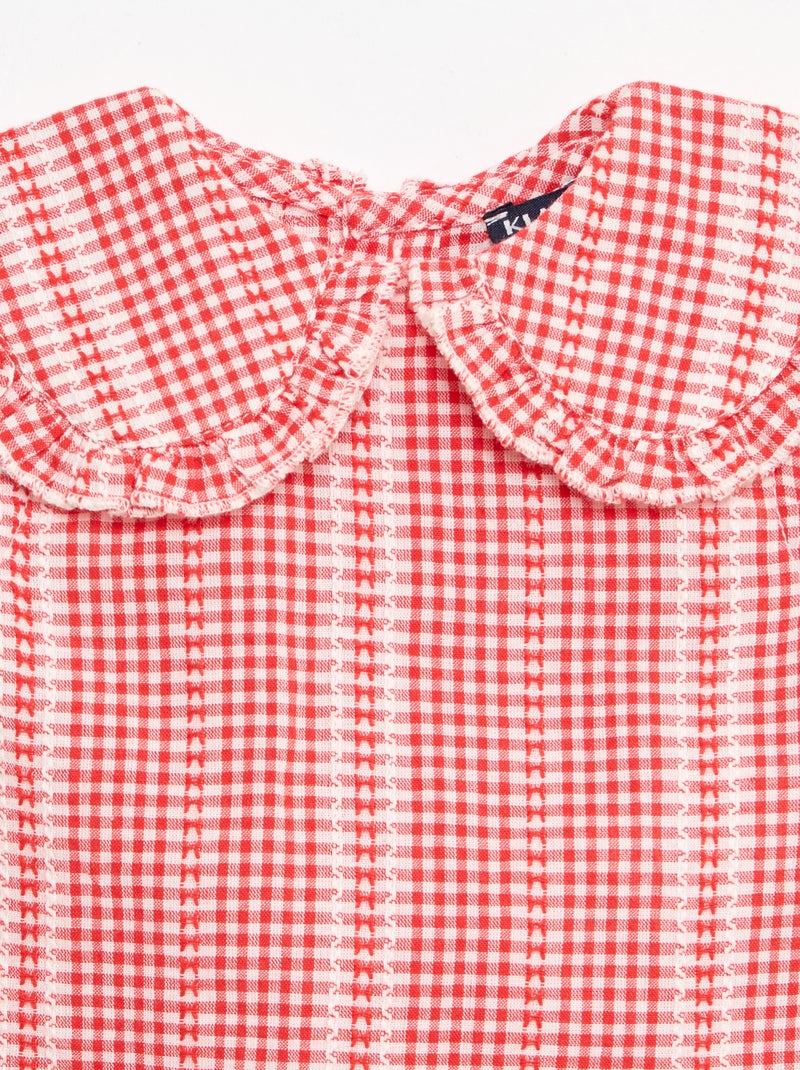 Ensemble vichy 2 pièces blouse + pantalon Rouge - Kiabi