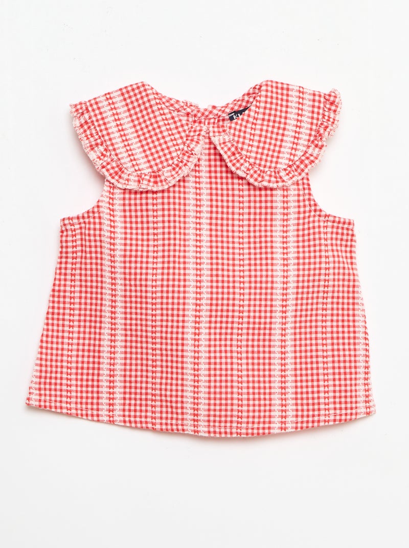 Ensemble vichy 2 pièces blouse + pantalon Rouge - Kiabi