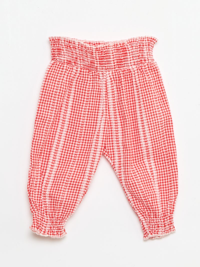 Ensemble vichy 2 pièces blouse + pantalon Rouge - Kiabi