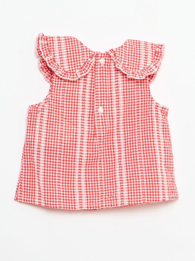 Ensemble vichy 2 pièces blouse + pantalon Rouge - Kiabi