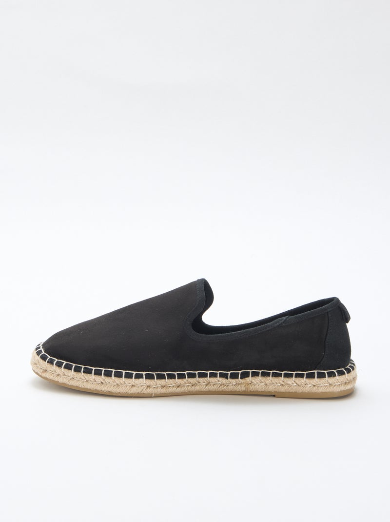 Espadrille en suédine à semelle plate Noir - Kiabi