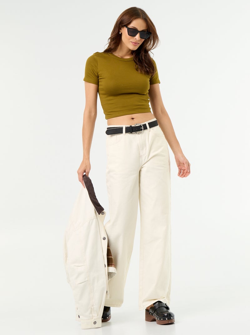 Essential Crop Top Tee Green - Kiabi