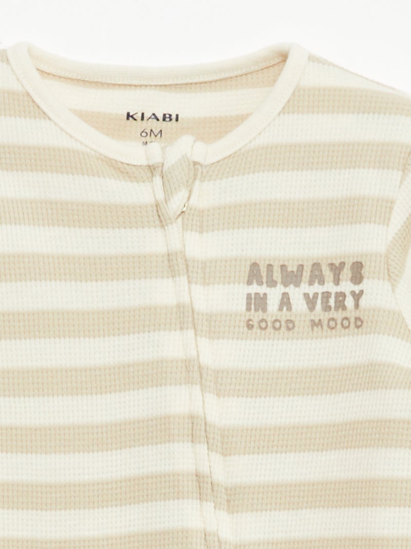 Evolutive Bodysuit + Ribbed Knit Sleepsuit Set Brown - Kiabi