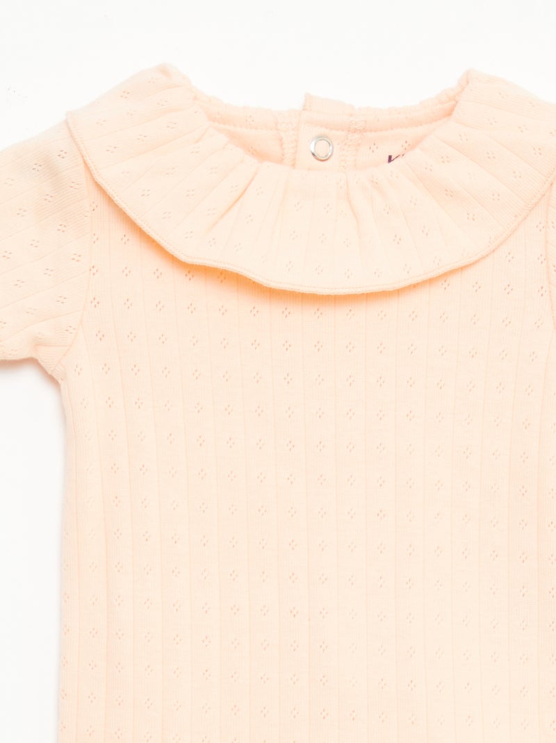 Evolutive Bodysuit + Ribbed Knit Sleepsuit Set Orange - Kiabi