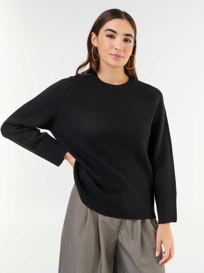 Extended marl knit sweater Black - Kiabi