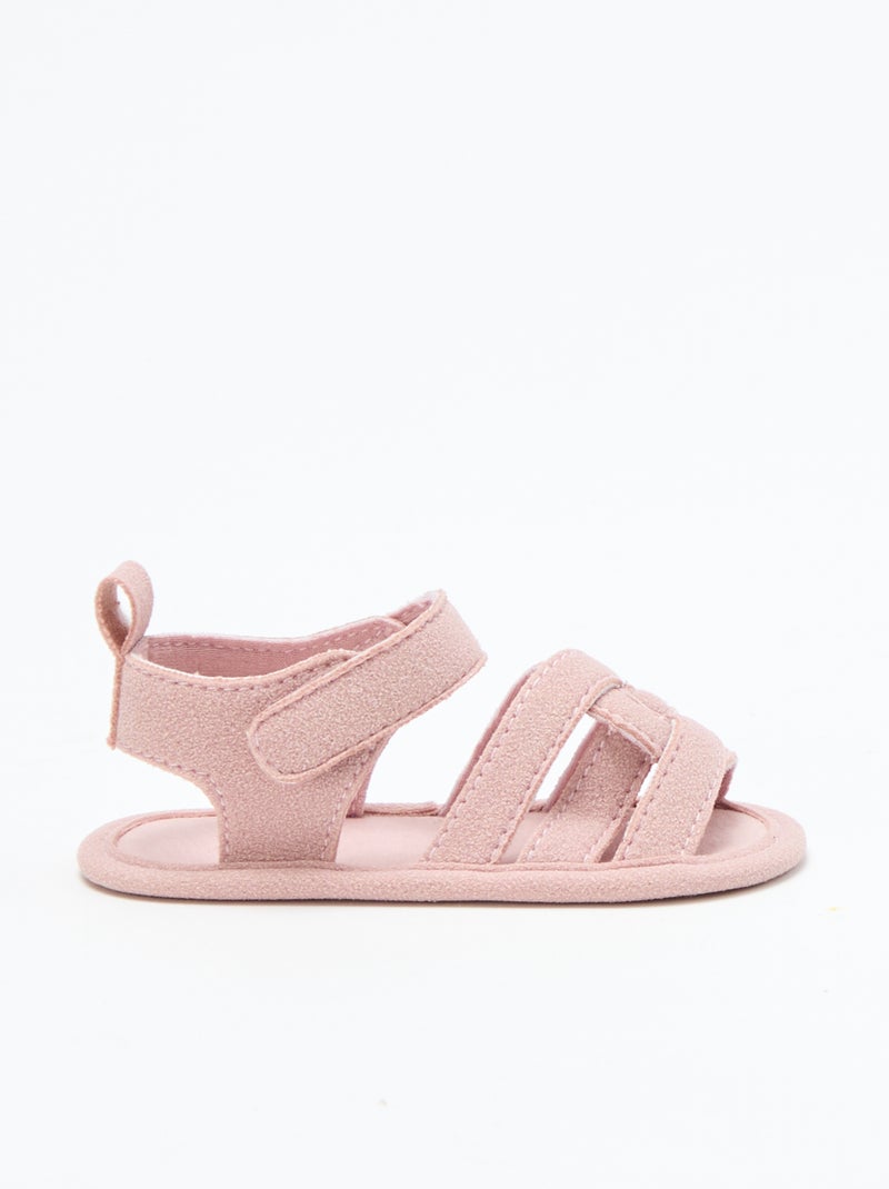 Fabric sandals with crossed straps Pink - Kiabi