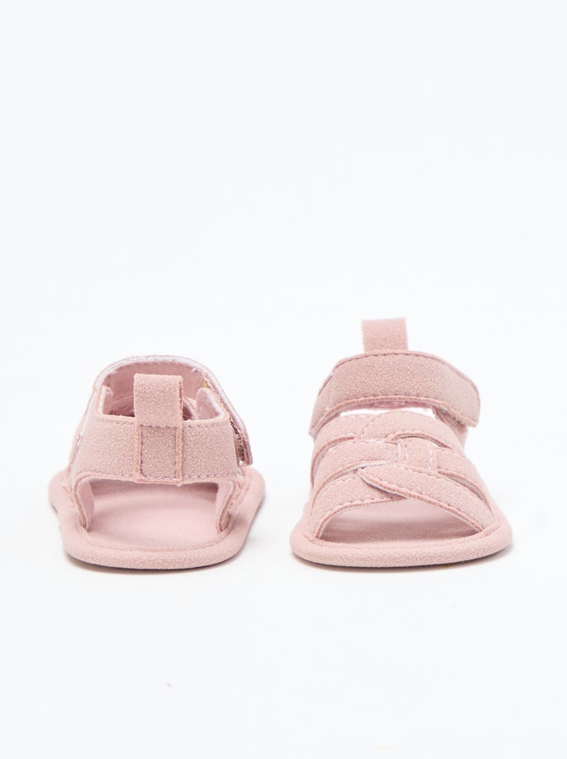 Fabric sandals with crossed straps Pink - Kiabi