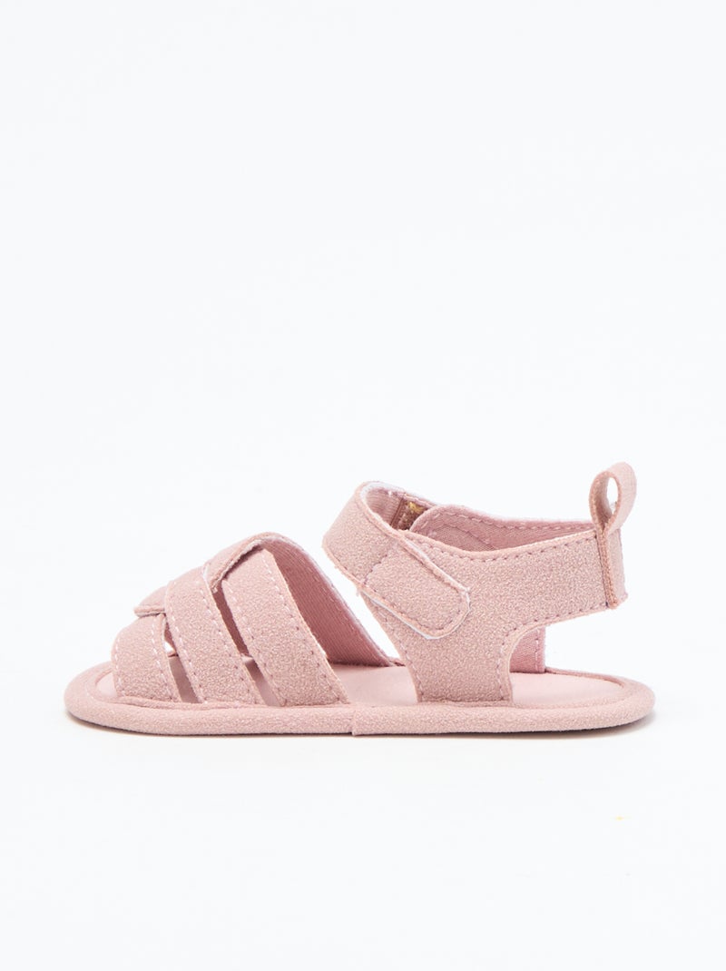 Fabric sandals with crossed straps Pink - Kiabi