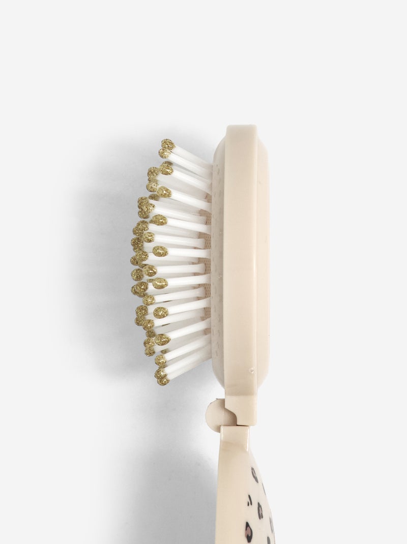 Faltbare Haarbürste mit Spiegel Beige - Kiabi