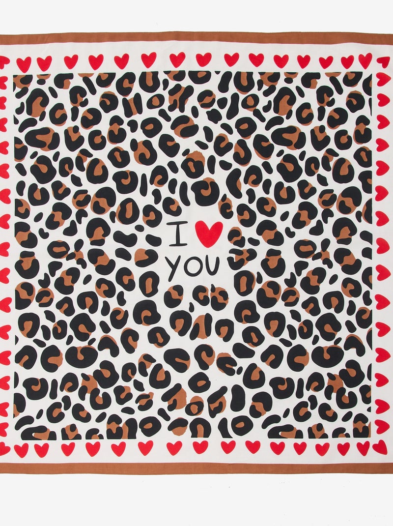 Fantasy Print Scarf (100x100 cm) 'Agathe Sorlet x Kiabi' - Valentine's Day White - Kiabi