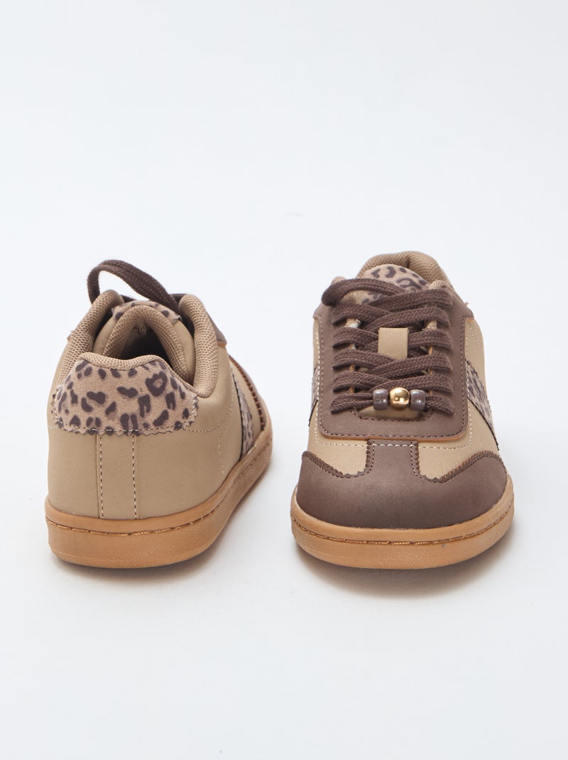Fashion Sneakers with Leopard Print Inserts Brown - Kiabi