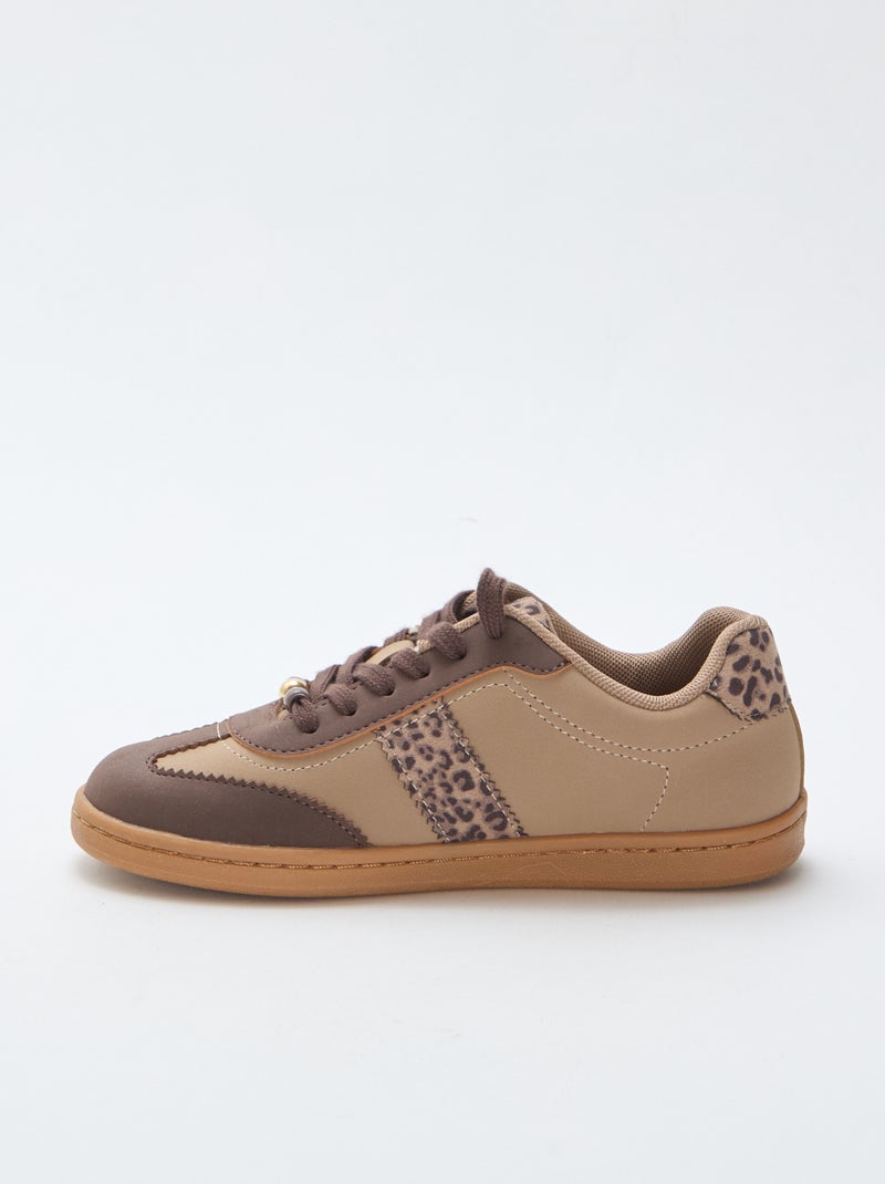 Fashion Sneakers with Leopard Print Inserts Brown - Kiabi