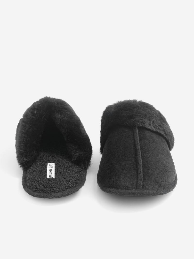Faux Fur Lined Mules Black - Kiabi