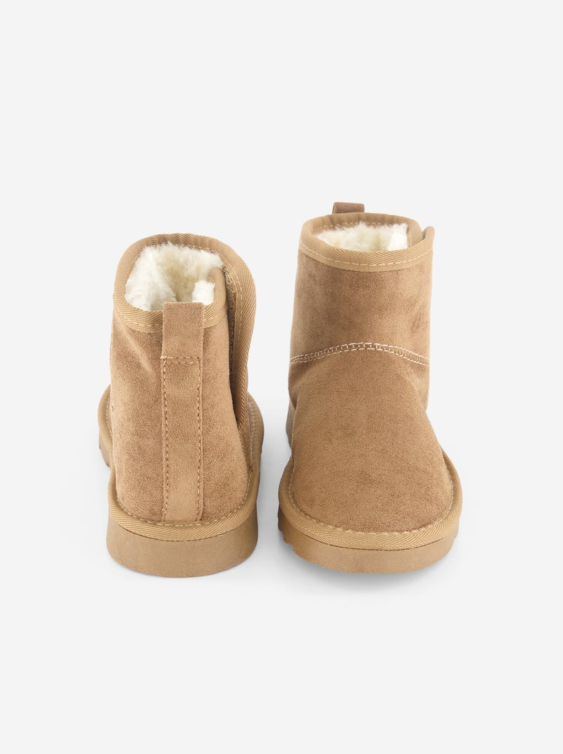 Faux fur-lined suede-effect boots Brown - Kiabi