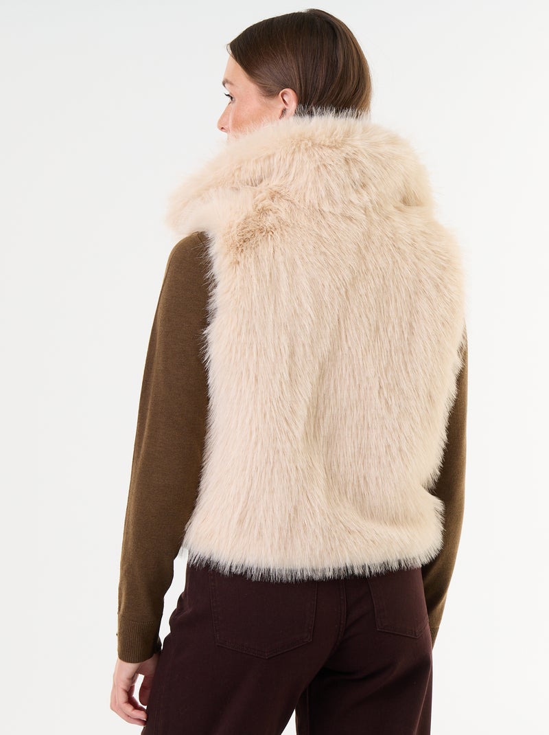 Faux fur sleeveless vest Beige - Kiabi