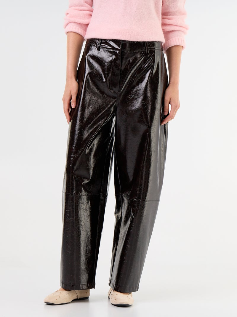 Faux Leather Barrel Pants Brown - Kiabi