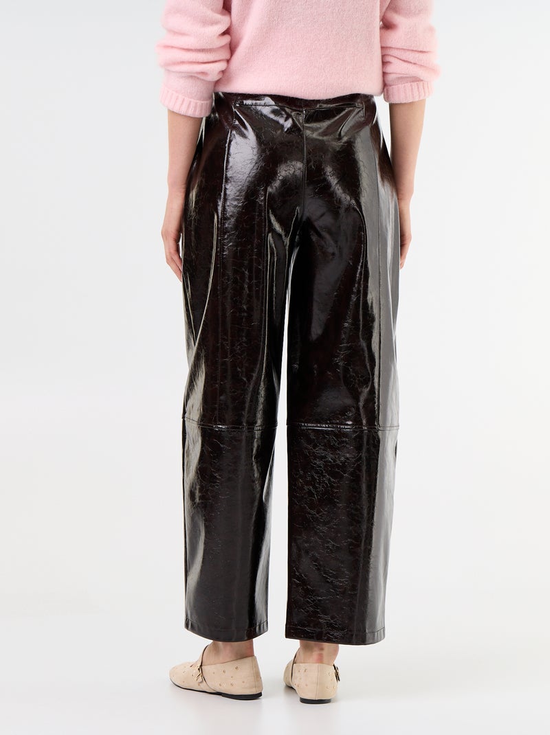 Faux Leather Barrel Pants Brown - Kiabi