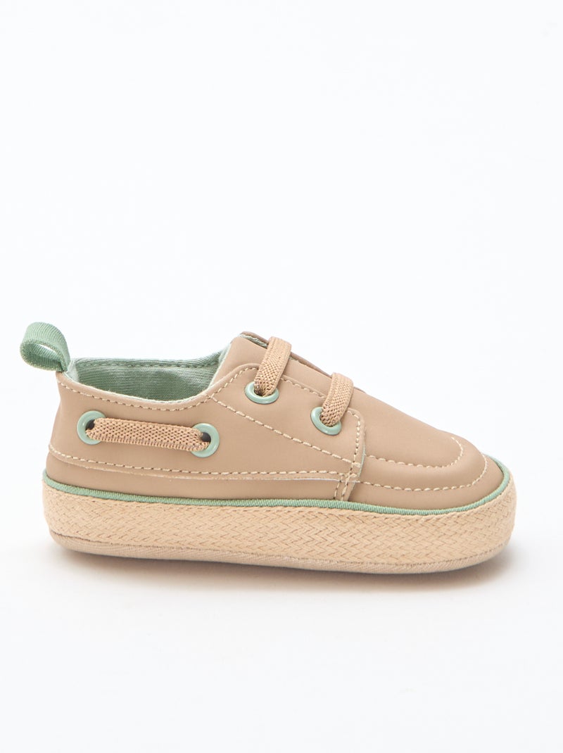 Faux Leather Boat Shoes Beige - Kiabi
