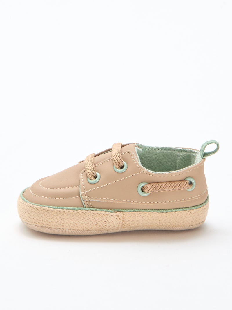 Faux Leather Boat Shoes Beige - Kiabi