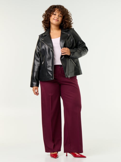Faux leather jacket with notched collar - Kiabi