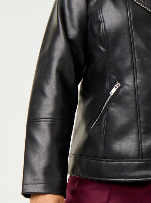 Faux leather jacket with notched collar - Kiabi