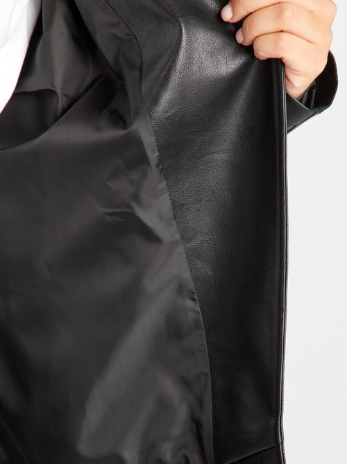 Faux Leather Jacket with Notched Collar - Kiabi