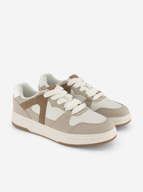 Faux leather low-top sneakers - Kiabi Faux leather low-top sneakers - Kiabi