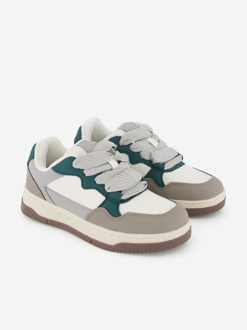 Faux Leather Low-Top Sneakers - Kiabi