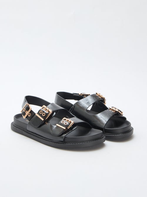 Faux Leather Mules with 3 Adjustable Straps - Kiabi