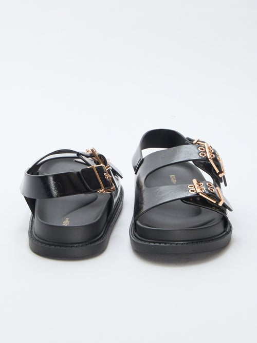 Faux Leather Mules with 3 Adjustable Straps - Kiabi