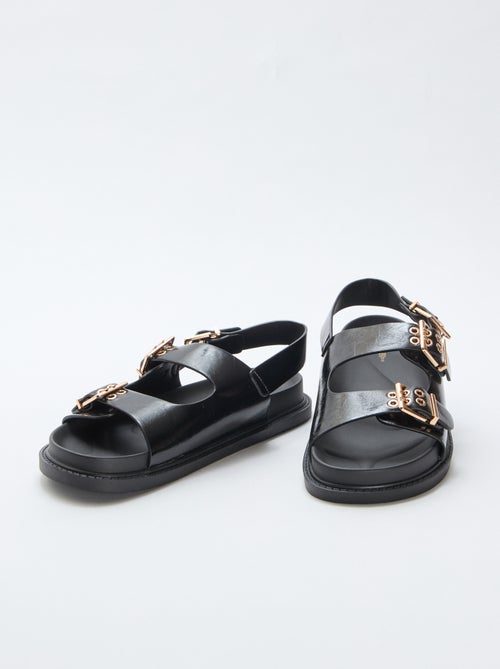 Faux Leather Mules with 3 Adjustable Straps - Kiabi