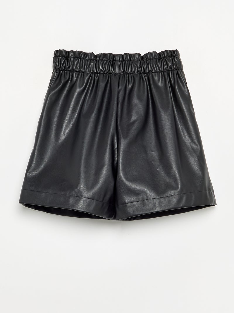 Faux Leather Shorts Black - Kiabi