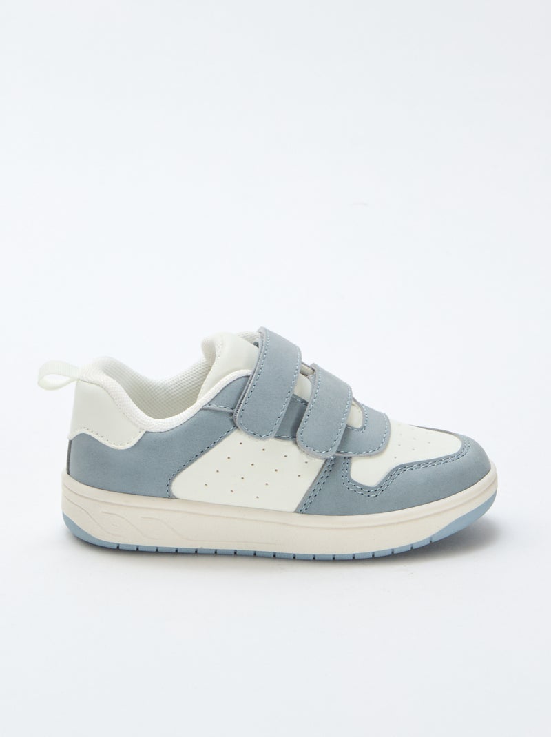 Faux Leather Sneakers with 2 Hook-and-Loop Straps Blue - Kiabi