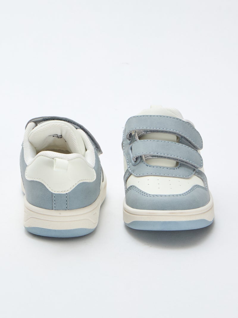 Faux Leather Sneakers with 2 Hook-and-Loop Straps Blue - Kiabi