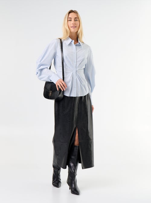 Faux Leather Straight Midi Skirt - Kiabi