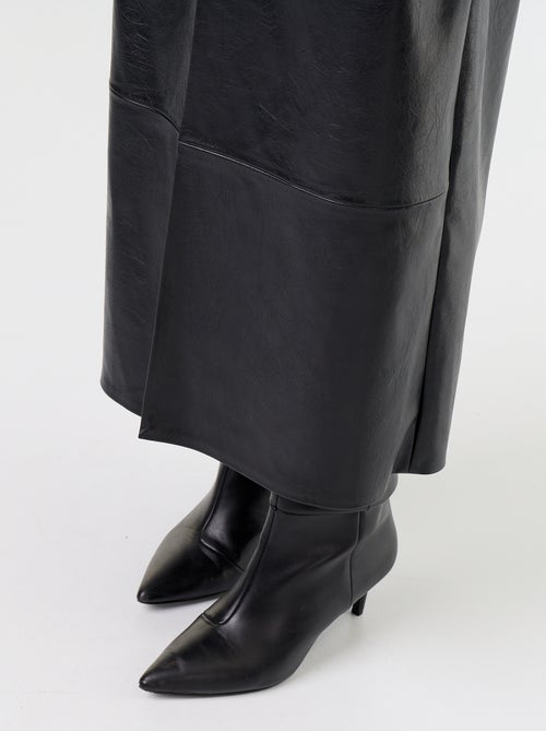 Faux Leather Straight Midi Skirt - Kiabi