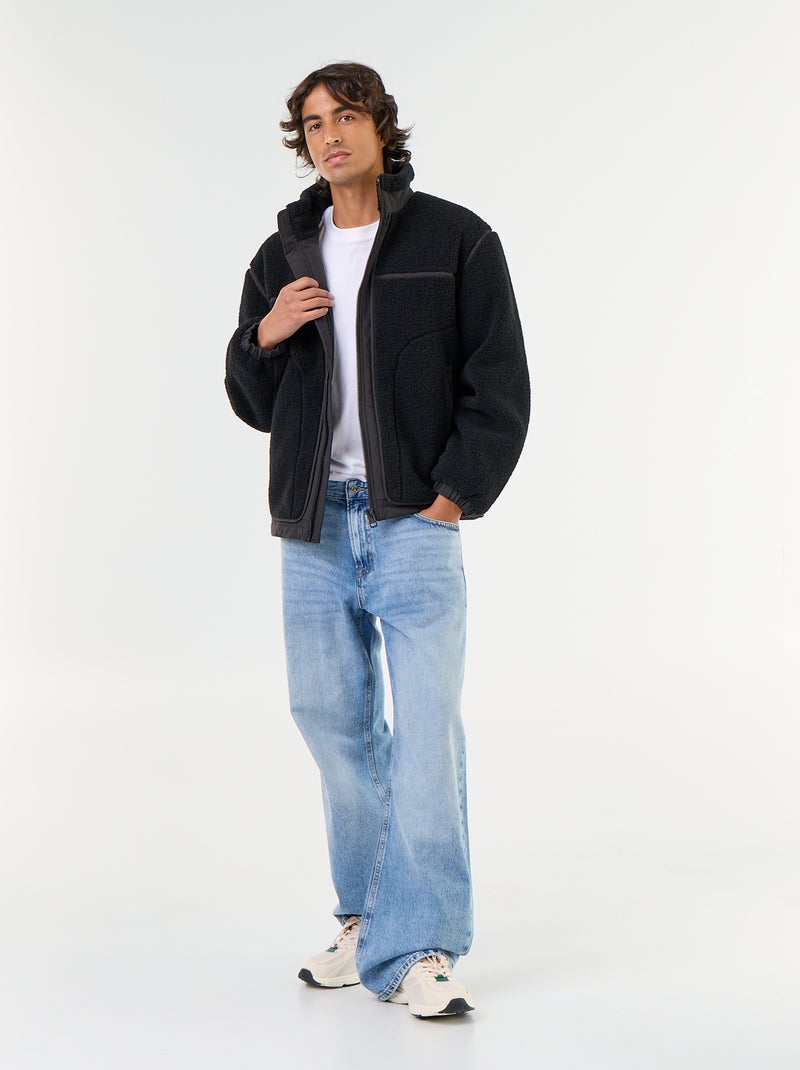 Faux Shearling Jacket Black - Kiabi
