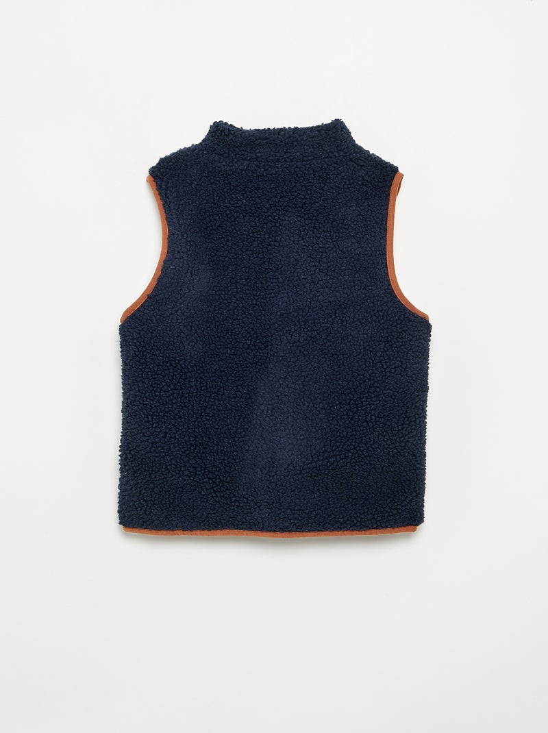 Faux Shearling Sleeveless Vest Blue - Kiabi