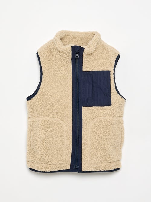 Faux Shearling Sleeveless Vest - Kiabi