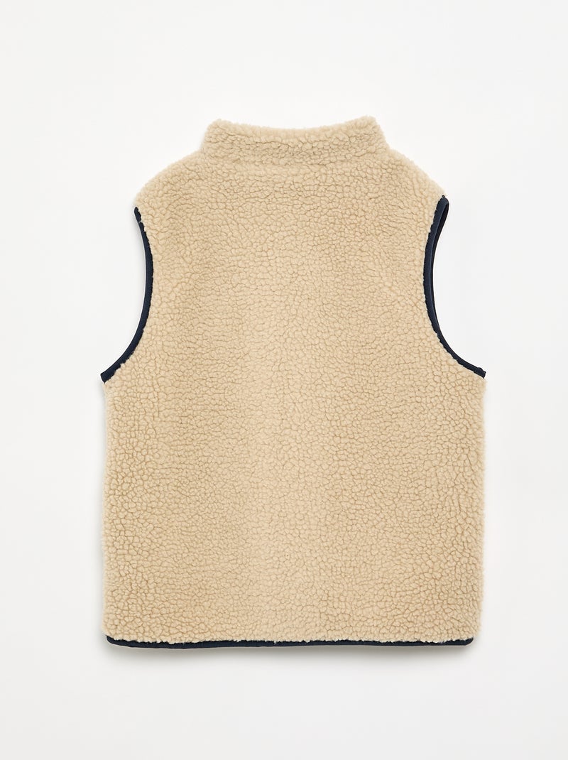 Faux Shearling Sleeveless Vest White - Kiabi