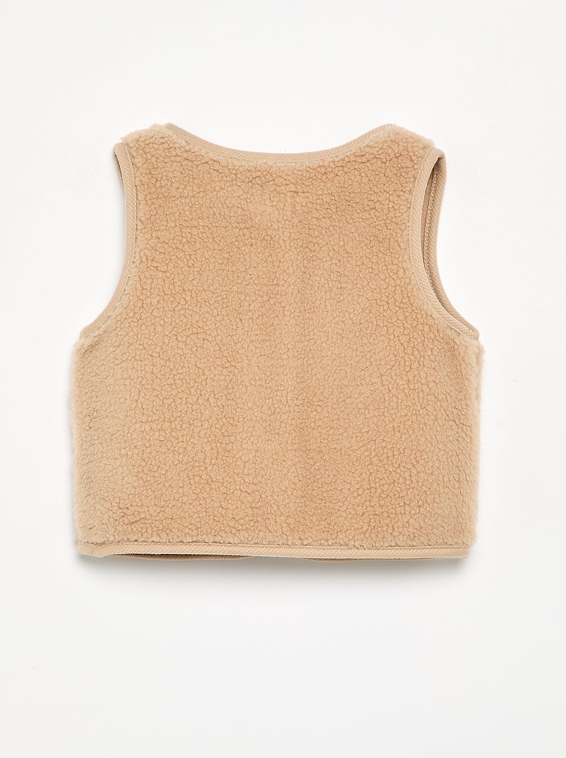 Faux Sheepskin Vest Beige - Kiabi