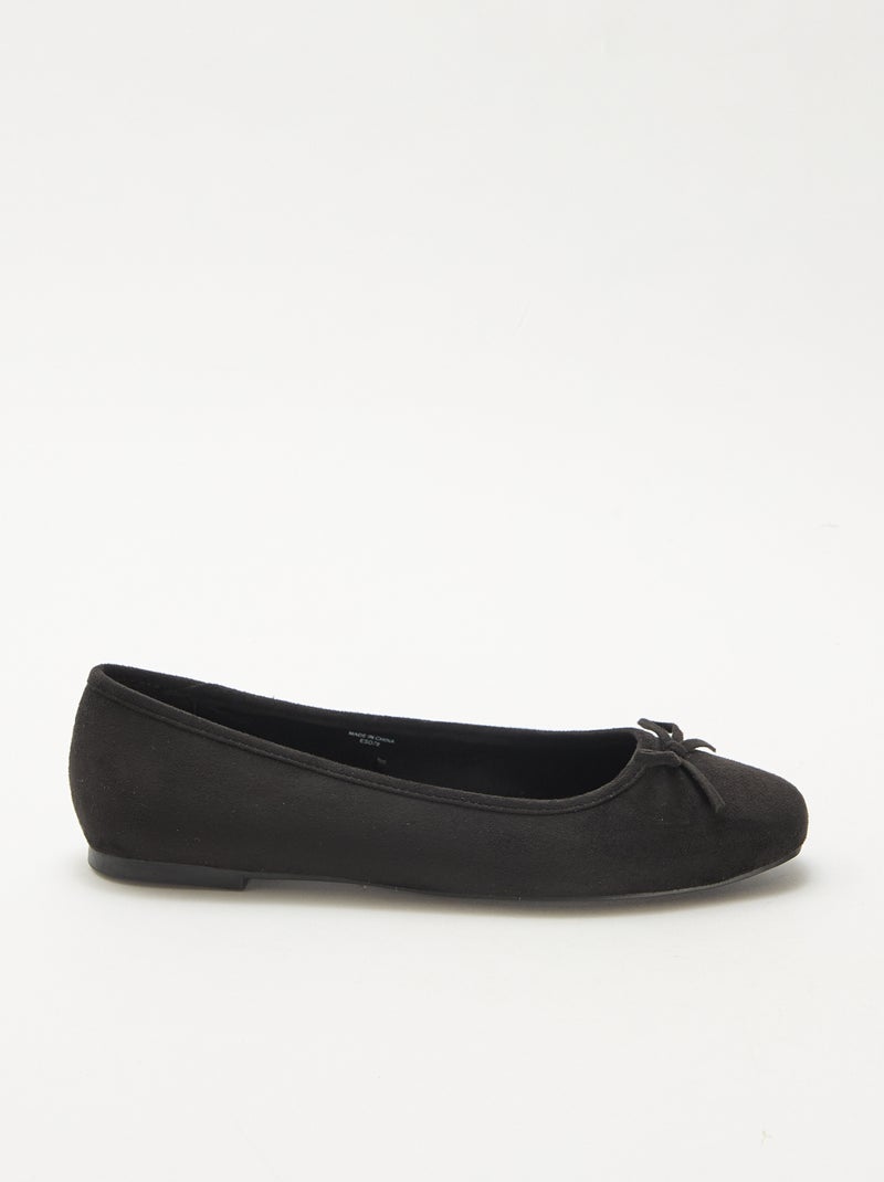 Faux Suede Ballet Flats Black - Kiabi