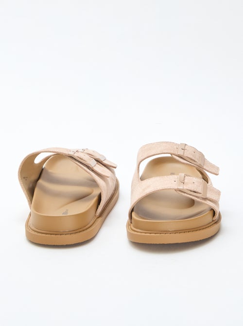 Faux suede double strap mules - Kiabi