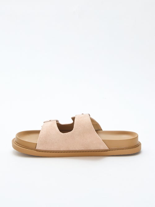 Faux suede double strap mules - Kiabi