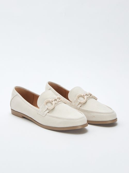 Faux Suede Loafers with Decorative Jewel Detail - Kiabi
