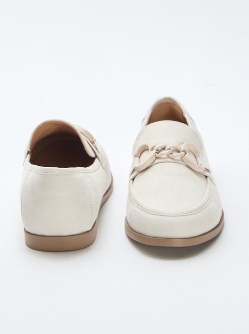 Faux Suede Loafers with Decorative Jewel Detail - Kiabi
