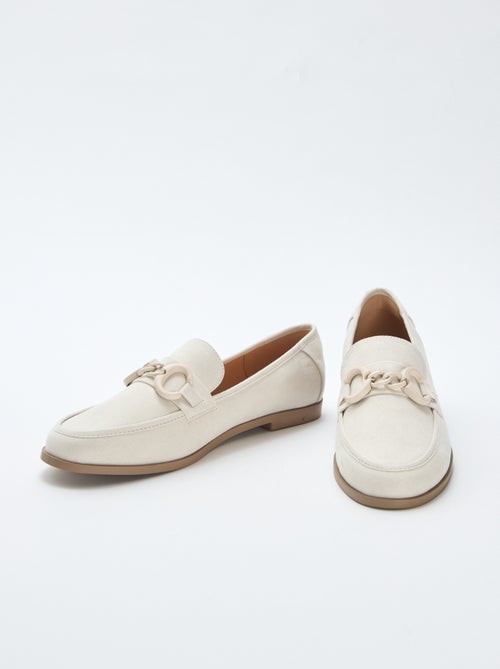 Faux Suede Loafers with Decorative Jewel Detail - Kiabi